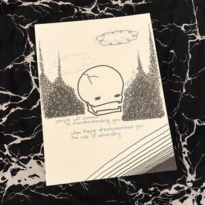 Original ADVERSARY crazy cute skull poetry poster drawing